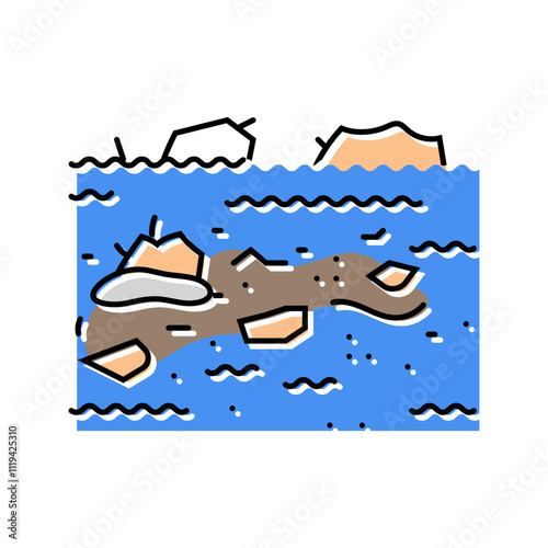 floodwater with debris color icon vector. floodwater with debris sign. isolated symbol illustration