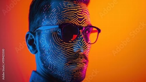 A vibrant image of a cybersecurity expert working with biometric security systems, such as fingerprint or facial recognition, to safeguard personal information and prevent identity theft photo