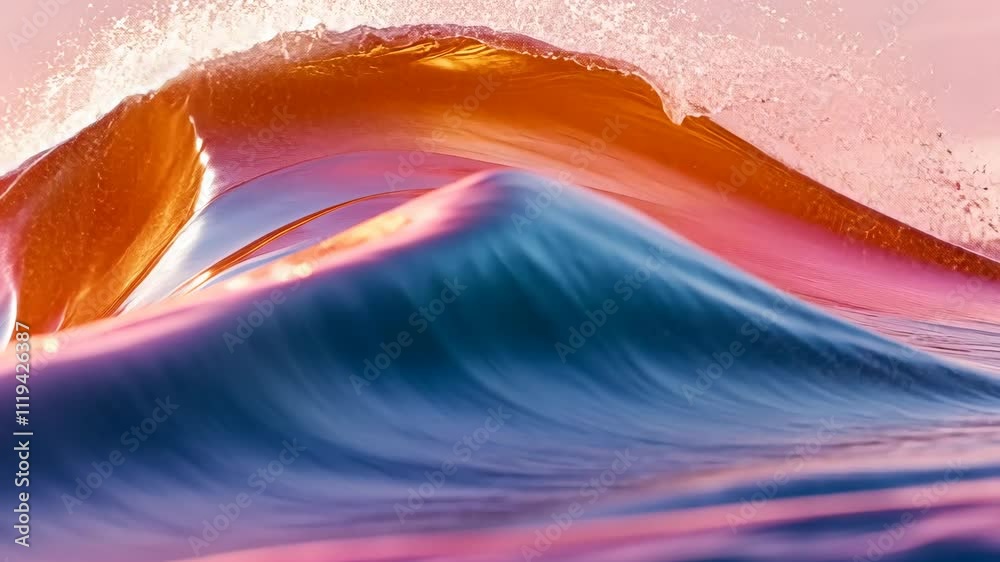 Colorful ocean wave at sunset creating a mesmerizing display of nature's beauty