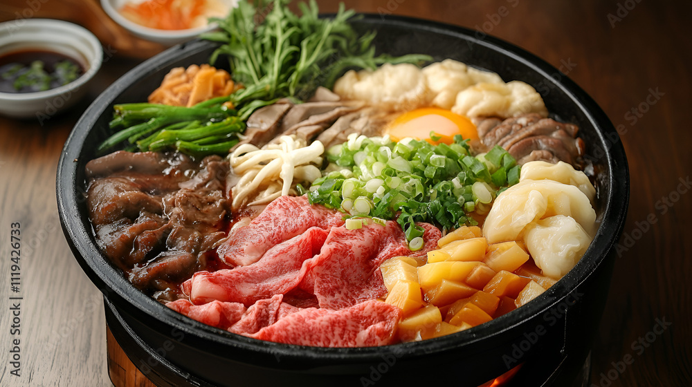top view of Sukiyaki pot.ai generative top view of Sukiyaki pot.ai generative