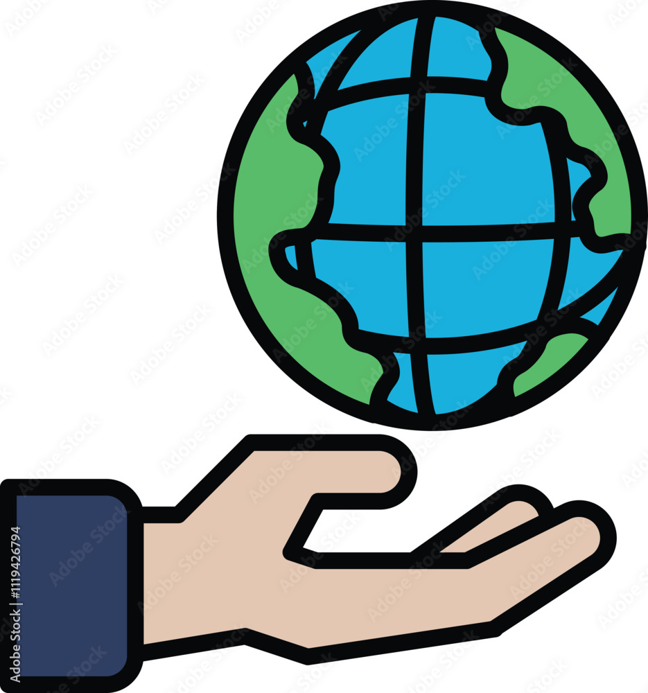 A hand holding a globe with Earth A hand holding a globe with Earth