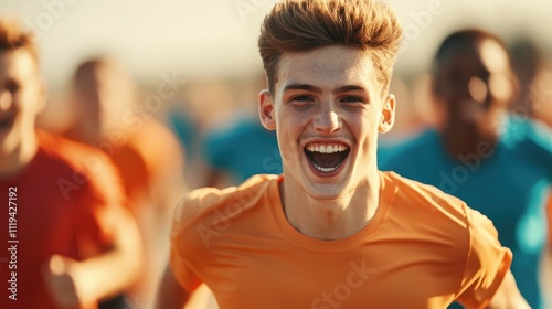 and Joyous Athlete Celebrating Thrilling Victory and Realization of Athletic Dreams Filled with Pride Enthusiasm and a Sense of Dynamic Fulfillment