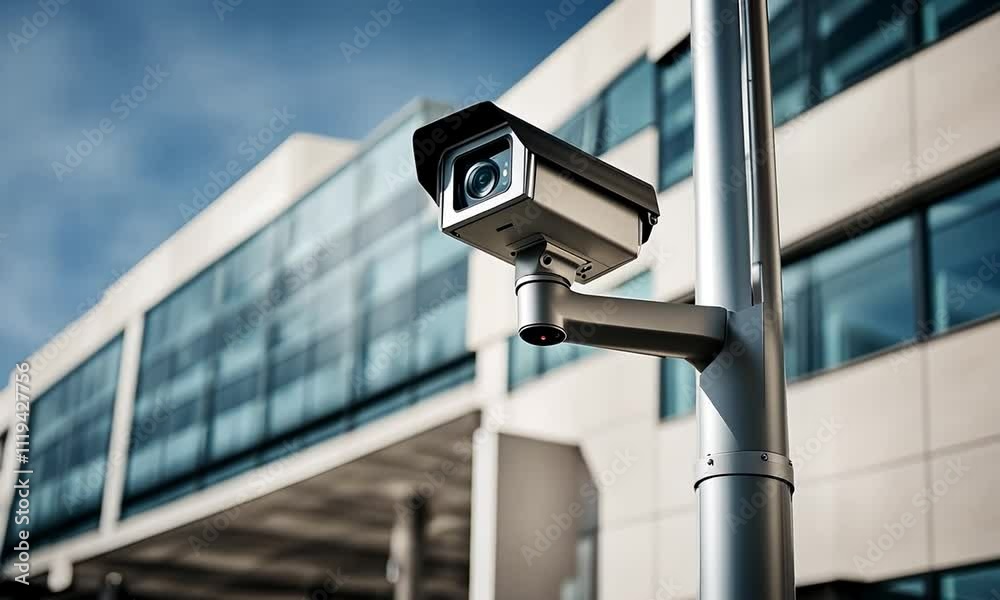 Security camera in a parking lot.