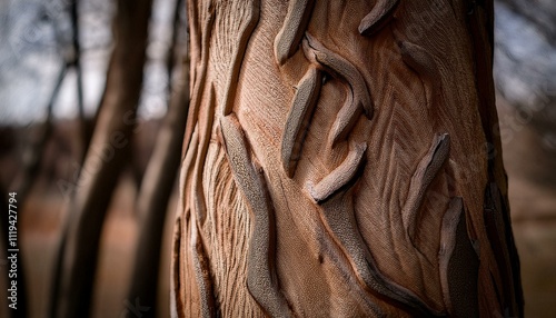 A close-up of an ash tree’s bark, perfect for creating light and resonant electric guitar bodies. photo