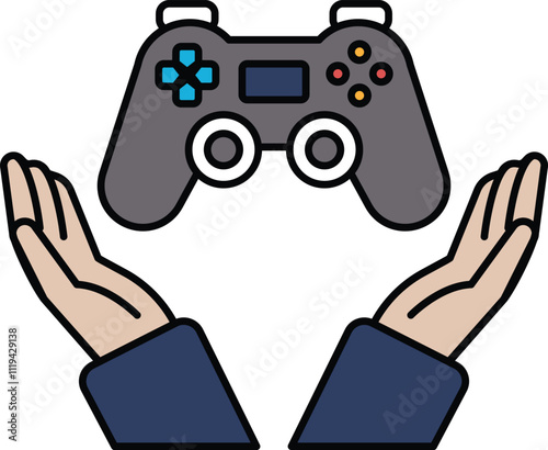 A hand holding a video game controller