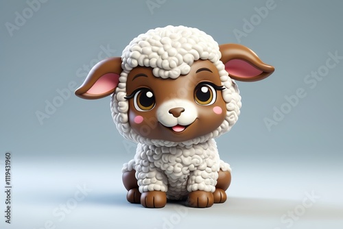 there is a small toy sheep sitting on a white surface