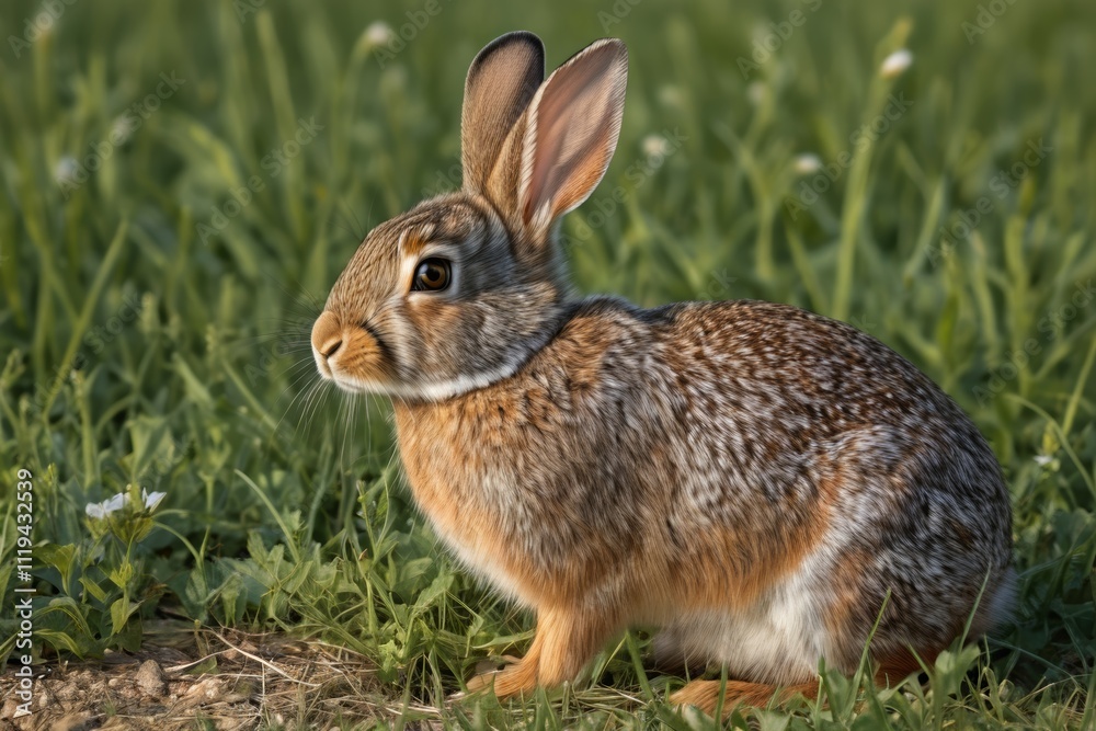 Fototapeta premium there is a rabbit that is sitting in the grass