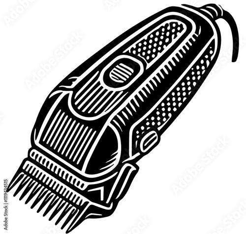 Electric Hair Clippers Vector Isolated Stylised Design for Hairdressers Black on White