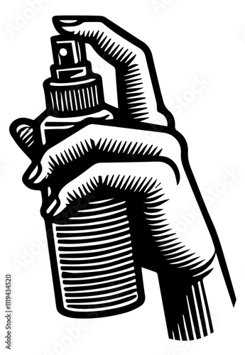 Hair Spray Vector Isolated Stylised Design for Hairdressers Black on White