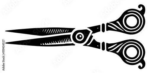 Scissors Cutters Vector Isolated Stylised Design for Hairdressers Black on White