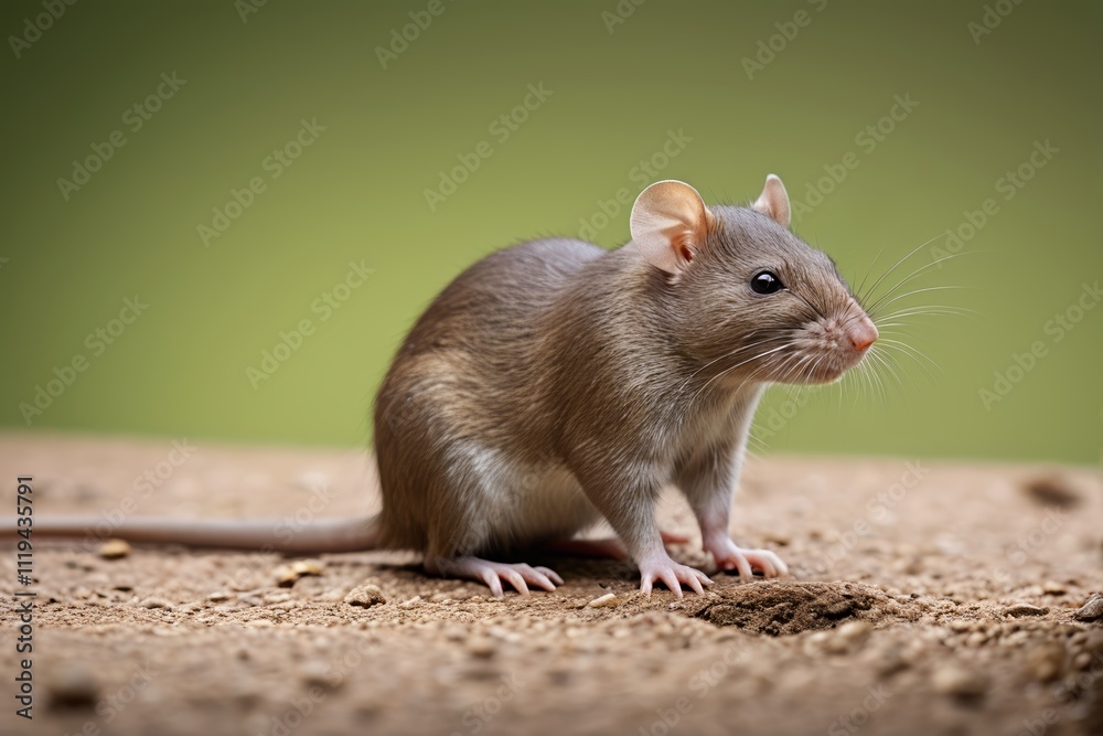 there is a small rat that is sitting on the ground