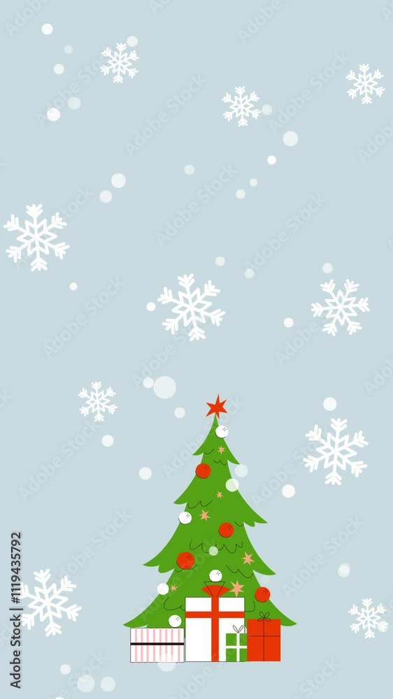 2d animation of tree christmas and gifts, vertical video HD 2d animation of tree christmas and gifts, vertical video HD