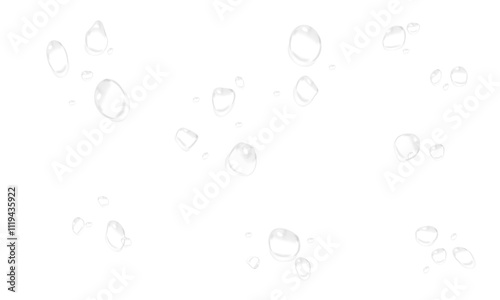 Vector water drop, drops, droplets. PNG drops, condensation on glass, on various surfaces. Realistic drops on a transparent background. Rain and dew.	
