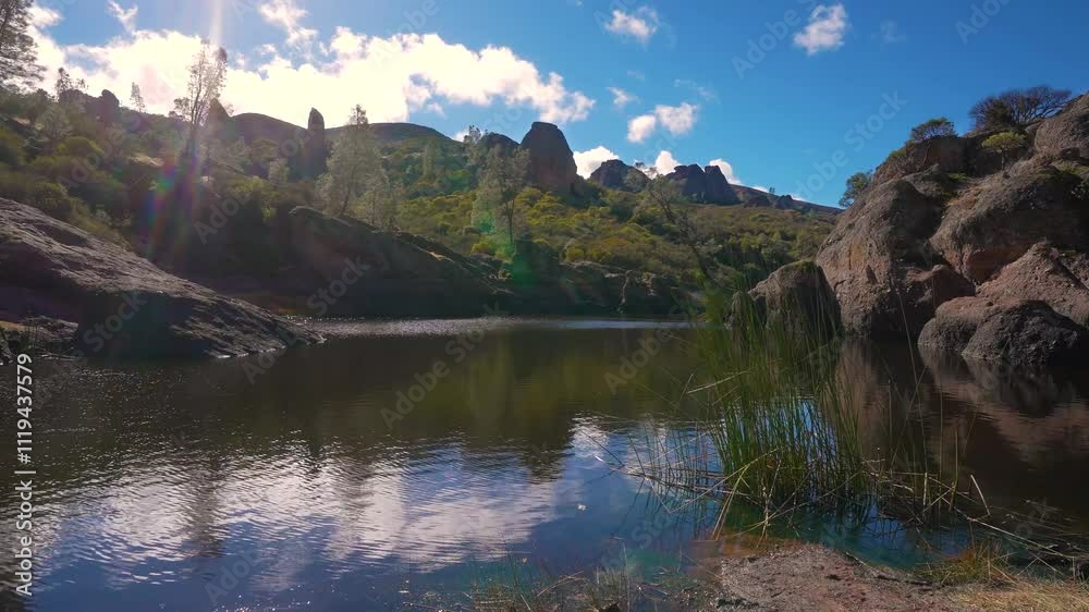 Pinnacles National Park, Bear Gulch Reservoir with Rock Formations, Time Lapse Pinnacles National Park, Bear Gulch Reservoir with Rock Formations, Time Lapse