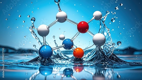Molecular Structure and Water Splash Collision photo
