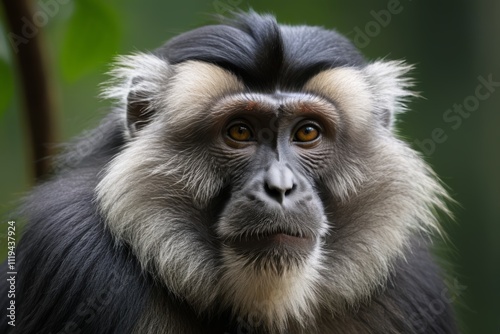 arafed monkey with a black and white face and a white chest