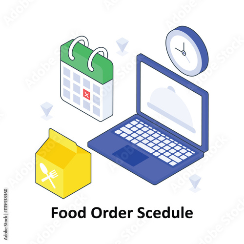 Food Order Scedule isometric Colored illustration. EPS File stock illustration