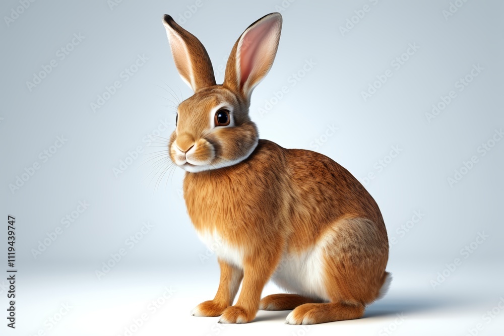 Fototapeta premium there is a rabbit that is sitting on the ground with a collar around its neck