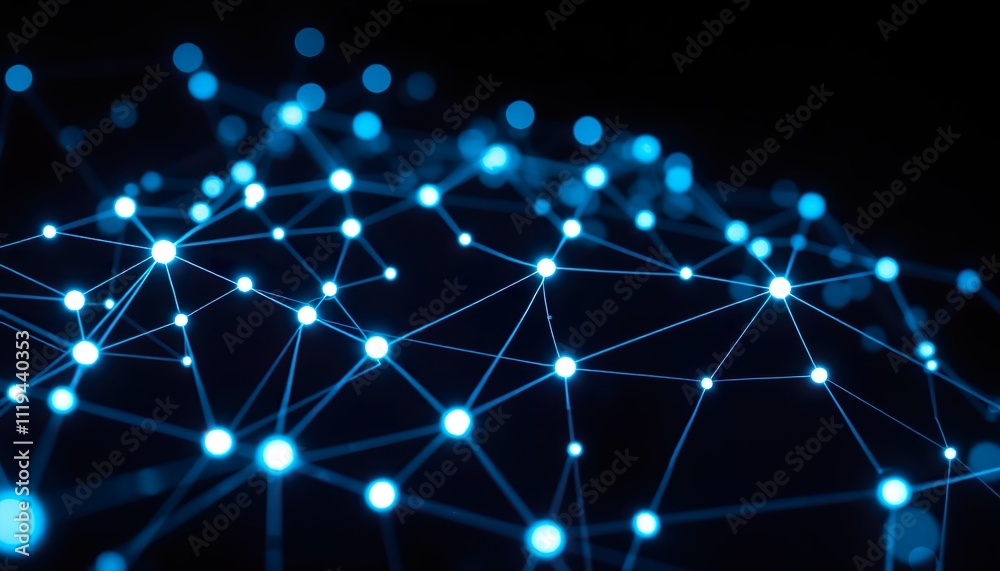 Obraz premium Neural Nexus A Futuristic Web of Glowing Blue and Red Connections