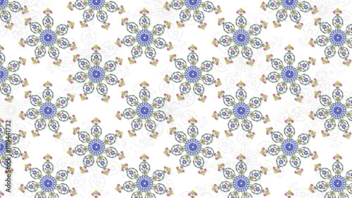 Seamless Ethnic flowers pattern on white background , vector illustration design. 