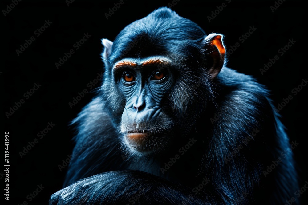 arafed monkey with a black background and a black background arafed monkey with a black background and a black background