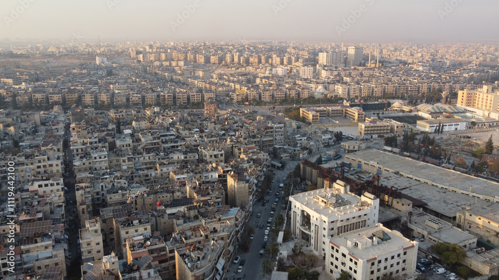 An aerial view of Aleppo City after the Syrian opposition took control of it. An aerial view of Aleppo City after the Syrian opposition took control of it.