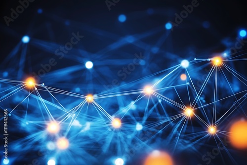 Abstract blue background with connecting dots and lines. Plexus effect. Abstract science geometrical network background, Abstract digital background. Science background. 3D rendering, Generative Ai