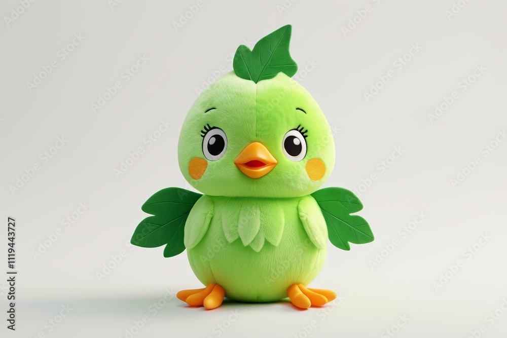 Obraz premium there is a green bird with a green leaf on its head