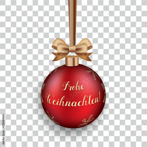 Rote Weihnachtskugel mit Schlaufe, transparenter Hintergrund