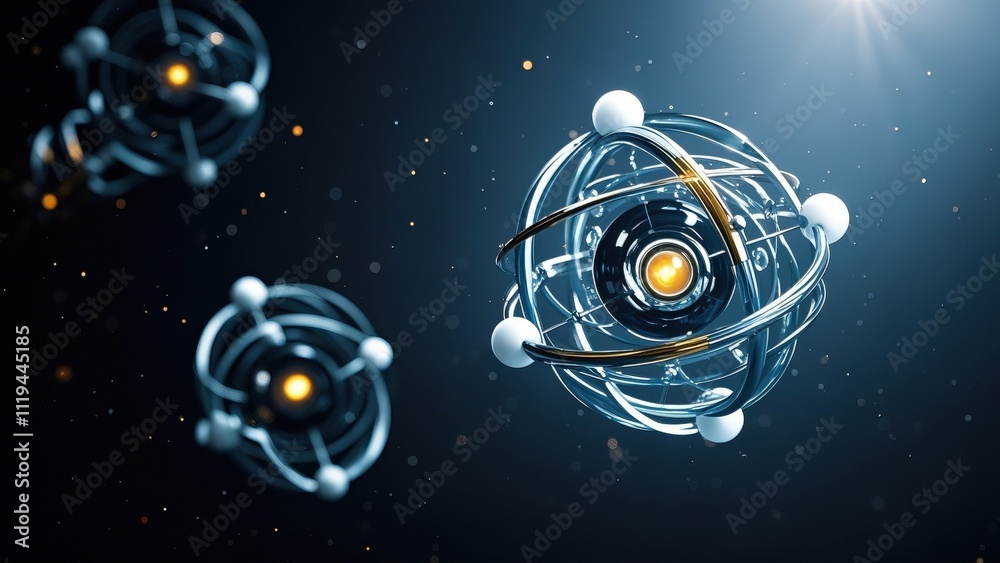 Fototapeta premium Atomic model structure diagram with a sense of technology
