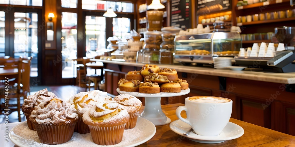 Savoring coffee and pastries urban cozy atmosphere delightful experience Savoring coffee and pastries urban cozy atmosphere delightful experience