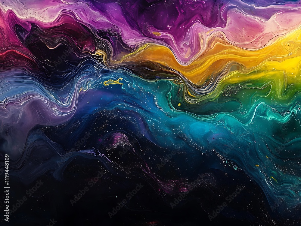 A fitting title for this image could be: Chromatic Twists: The Dance of Radiant Ribbons A fitting title for this image could be: Chromatic Twists: The Dance of Radiant Ribbons