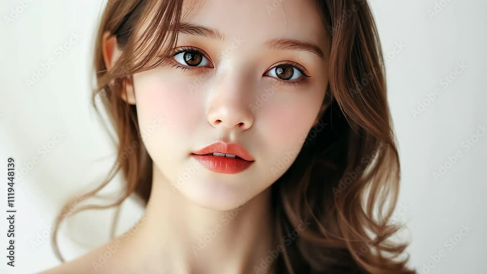 charming cheerful pretty Japanese woman close up face portrait charming cheerful pretty Japanese woman close up face portrait