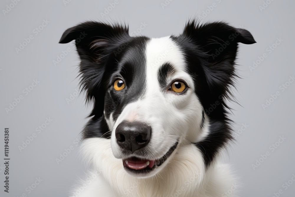 there is a black and white dog with yellow eyes looking at the camera there is a black and white dog with yellow eyes looking at the camera