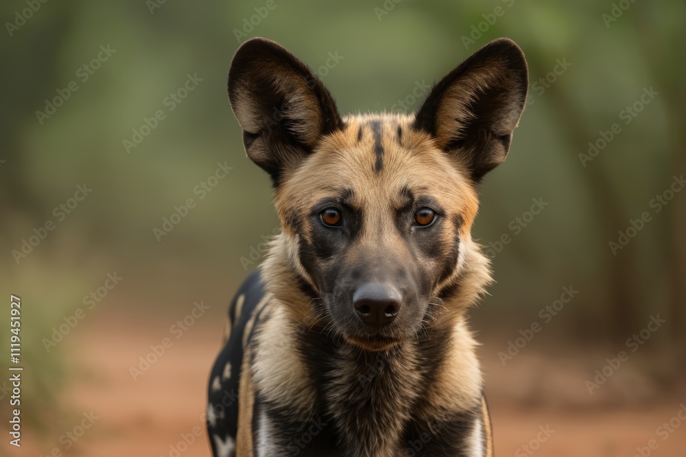 there is a dog that is standing in the dirt there is a dog that is standing in the dirt