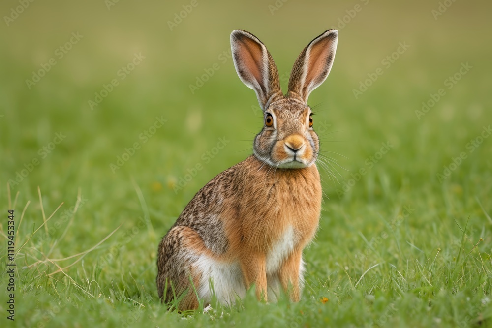 Fototapeta premium there is a rabbit that is sitting in the grass