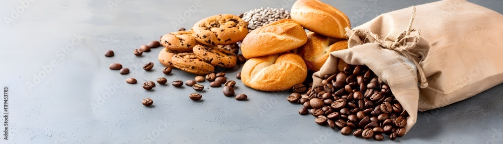 Baking fresh cookies and coffee beans at home in cozy kitchen Baking fresh cookies and coffee beans at home in cozy kitchen