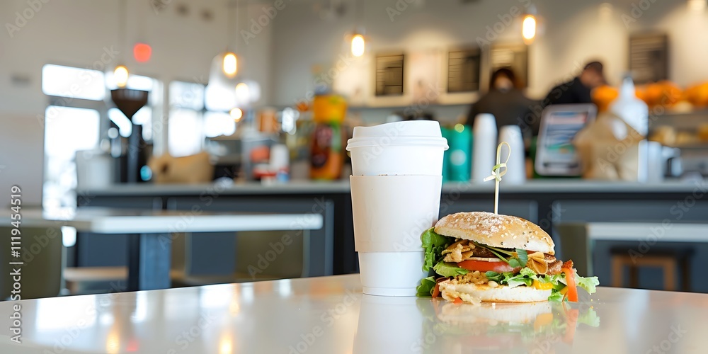 Culinary delight close-up of sandwich and coffee in cozy vibe Culinary delight close-up of sandwich and coffee in cozy vibe