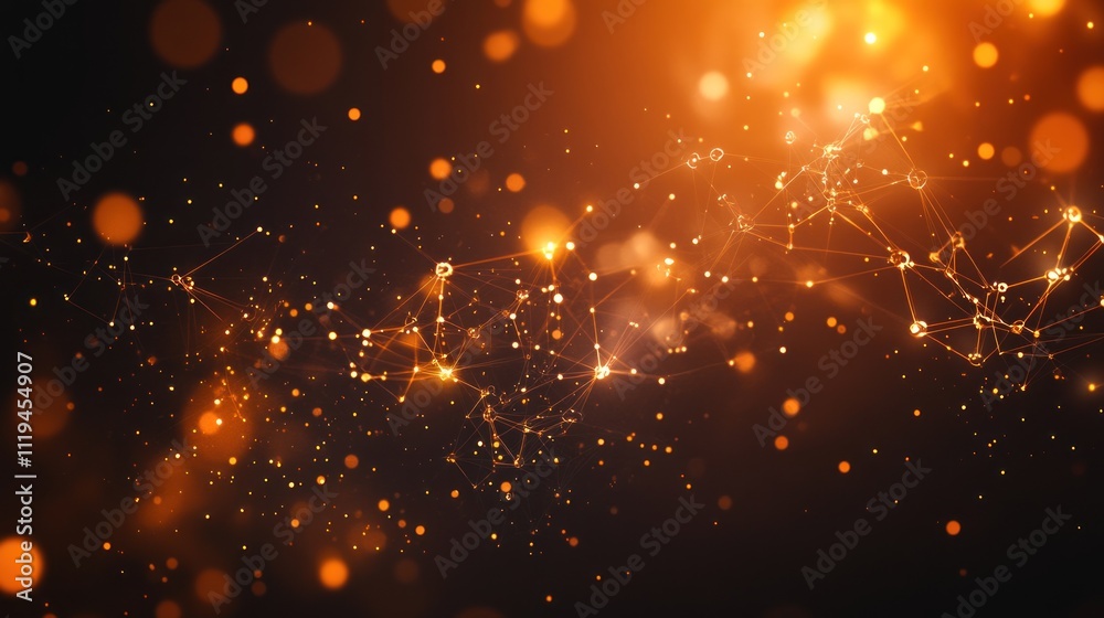 Fototapeta premium Abstract Orange Network Glowing Lights Background