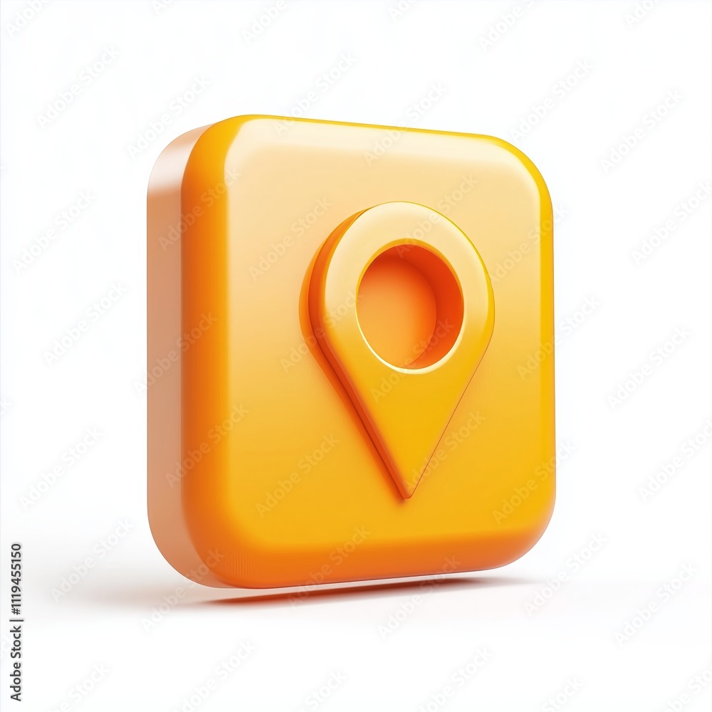 orange location icon 3d isolated on white background orange location icon 3d isolated on white background