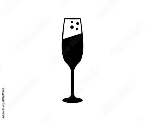 Champagne glass icon. Alcohol and cocktail drink menu. Glass drink champagne vector design and illustration.
