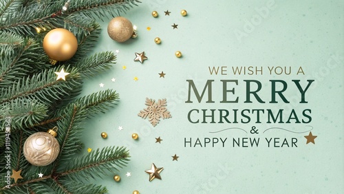 We wish you a Merry Christmas and Happy new year greeting background template