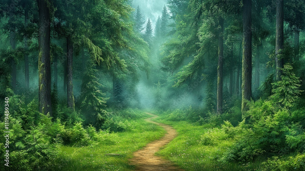 Obraz premium Misty forest path.