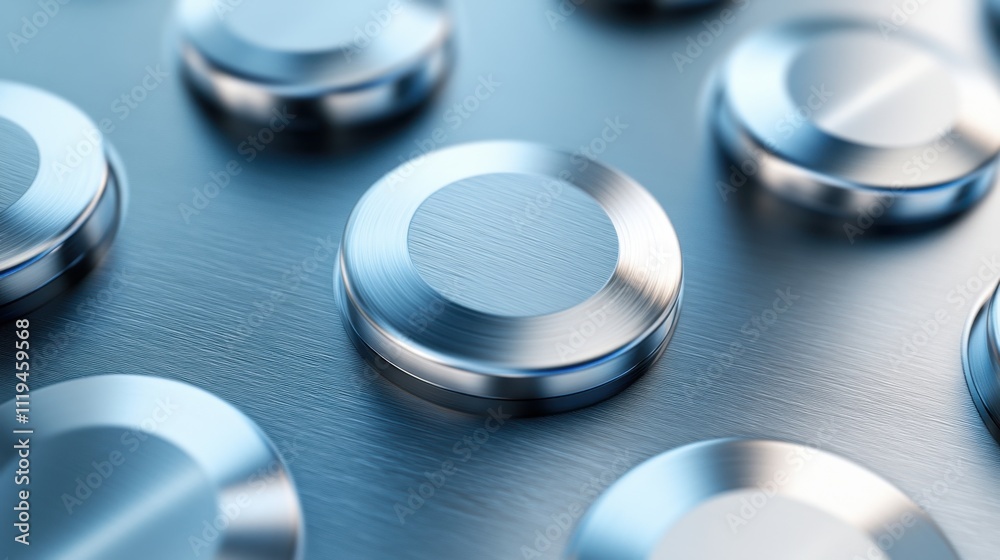 Shiny silver metallic panel with sleek buttons, enhanced by glossy minimalist embellishments. Shiny silver metallic panel with sleek buttons, enhanced by glossy minimalist embellishments.