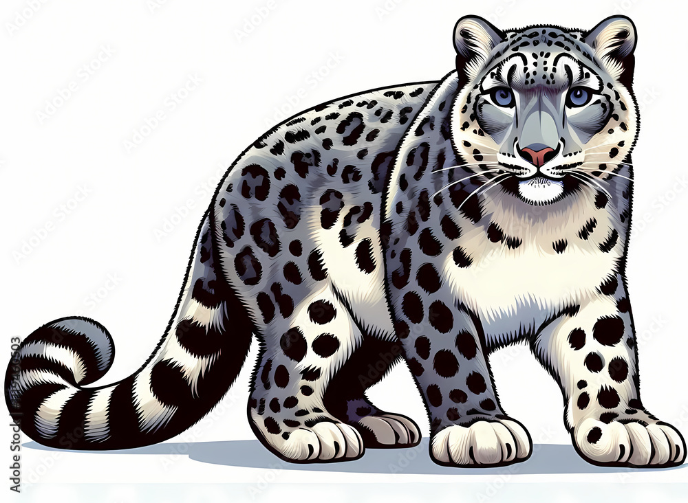 Fototapeta premium illustration of a Snow Leopard against white background 