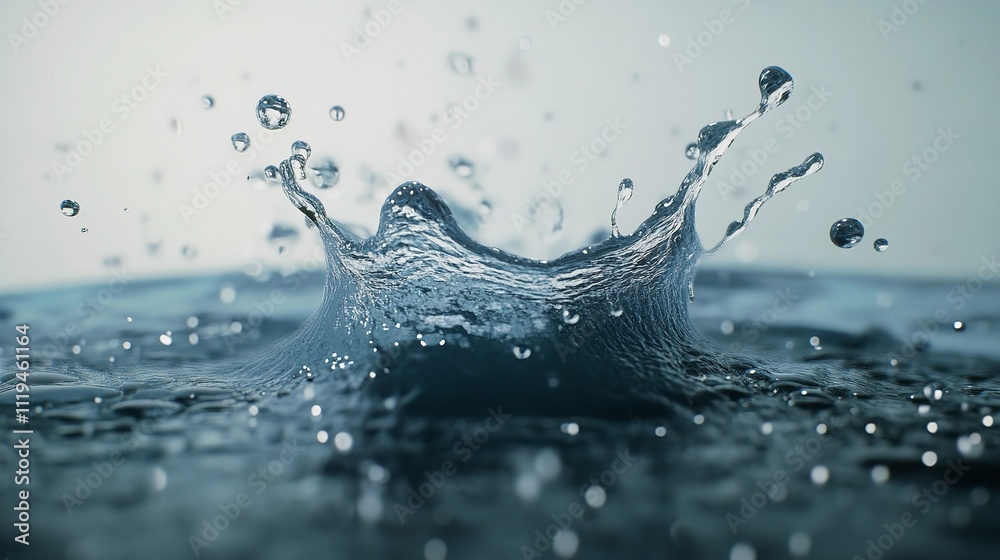 A water balloon bursts in a splash of droplets, captured in high-speed photography. A water balloon bursts in a splash of droplets, captured in high-speed photography.