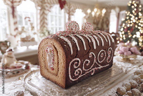 a beautifully decorated gingerbread loaf topp photo