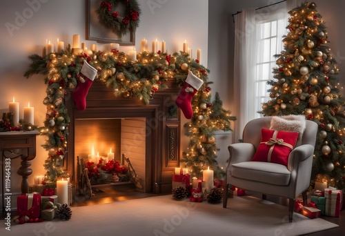 Merry Christmas background, cozy home