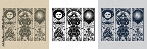 samurai japan playing card tattoo design for collectors