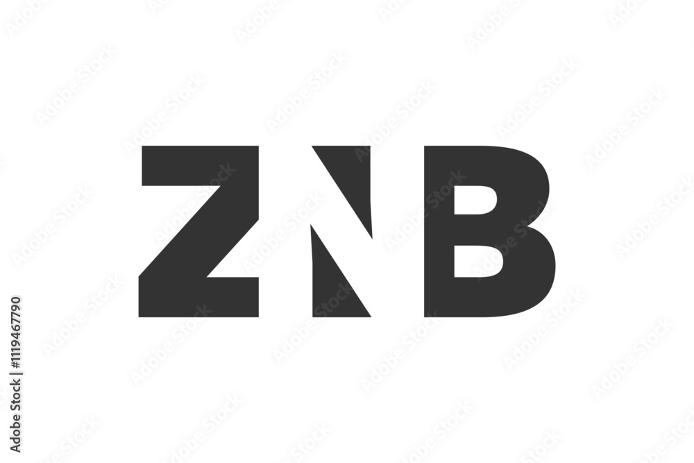 ZNB logo design. Initial letter Z N B bold font style for tech startups, consulting, corporate branding. Creative company name, headlines typography identity, trendy logotype. ZNB logo design. Initial letter Z N B bold font style for tech startups, consulting, corporate branding. Creative company name, headlines typography identity, trendy logotype.